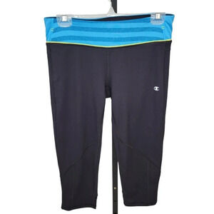 Champion Black / Blue Active Soft  Crop Leggings